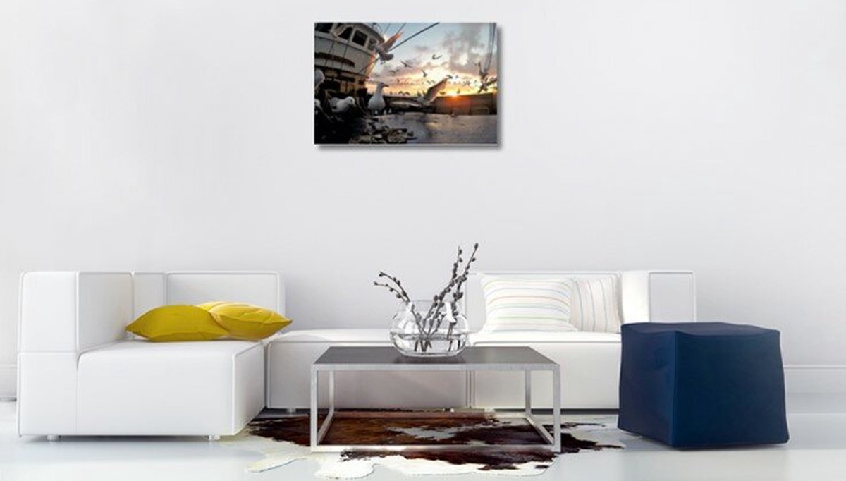 Canvas schilderijen woonkamer - zonsondergang op zee - Pedro Rappé - Woonkamer - Slaapkamer - multi-color