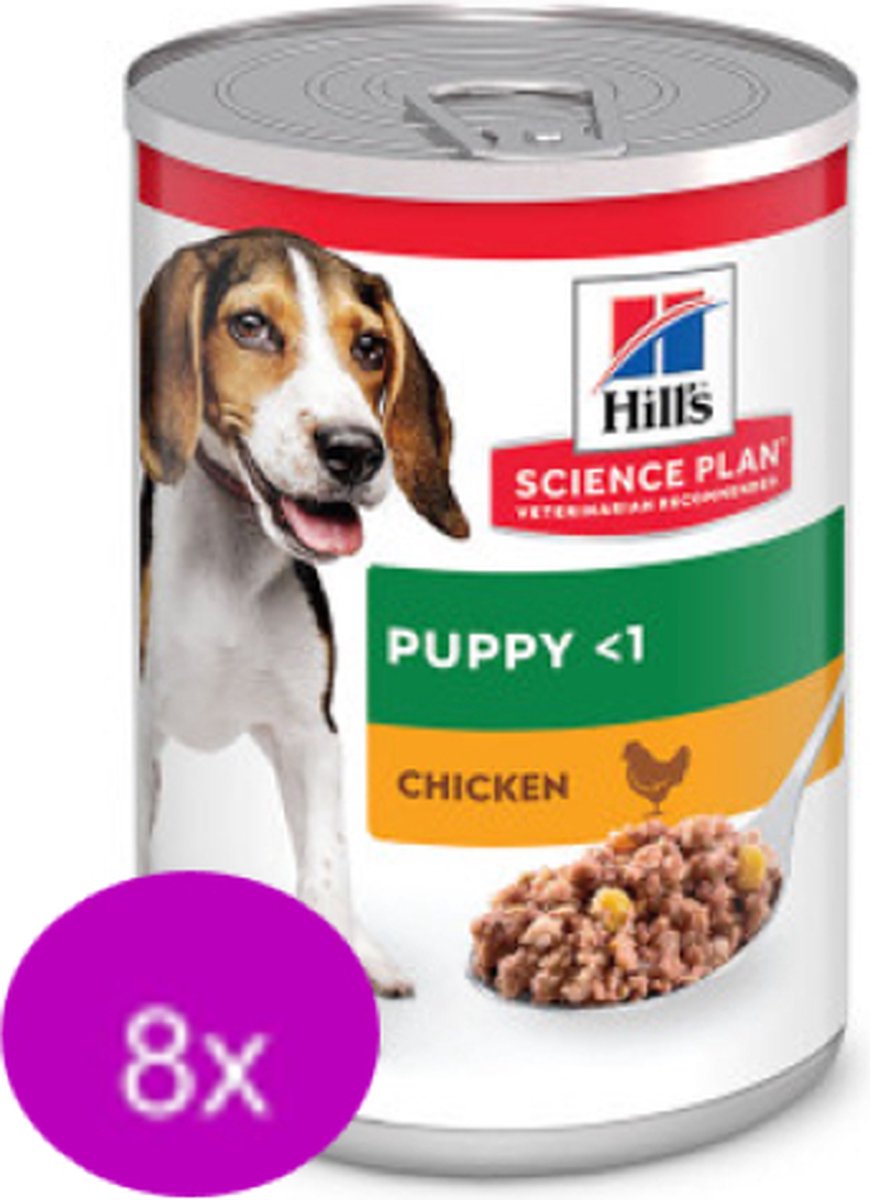 8x Hill's - Science Plan puppy Kip in blik - Hondenvoer - 370g