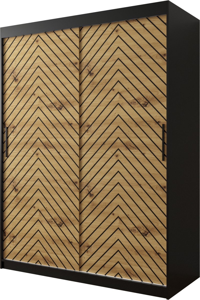 Grande Armoire Marron 2 Portes Coulissantes – Panneau De Particules, 155 Cm