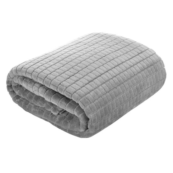 Plaid de Luxe Plaid CINDY Type 3 gris clair - 200 x 220 cm - séjour - intérieur - chambre - couverture - cosy - polaire - couvre-lit