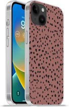 Geschikt voorApple Iphone 14 Plus - Soft case hoesje - Stippen - Patronen - Zwart - Siliconen Telefoonhoesje