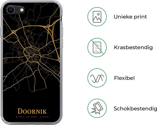 Coque iPhone SE 2020 - Tournai - Carte - Or - Coque de téléphone en Siliconen