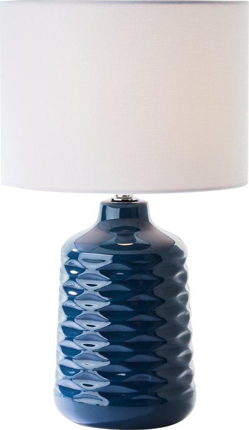 Brilliant Ilysa tafellamp 42cm blauw/wit, keramiek/metaal/textiel, 1x D45, E14, 40 W