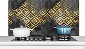 Spatscherm keuken 120x60 cm - Kookplaat achterwand Goud - Marmer - Verf - Patronen - Muurbeschermer hittebestendig - Spatwand fornuis - Hoogwaardig aluminium