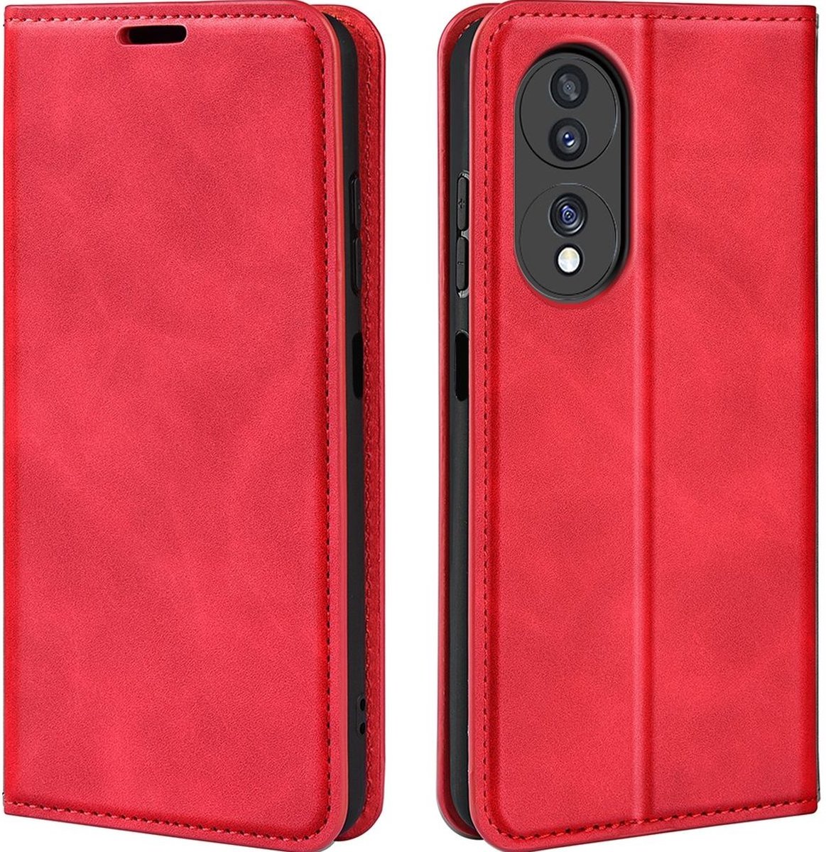 Mobigear Telefoonhoesje geschikt voor HONOR 70 Hoesje | Mobigear Retro Slim Bookcase Portemonnee | Pasjeshouder voor 3 Pasjes | Telefoonhoesje voor Pinpas / OV Kaart / Rijbewijs - Rood