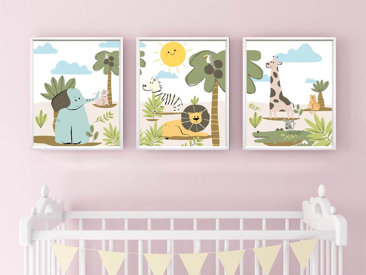 Paco Home Vloerkleed Kinderkamer Jungledieren Giraf Leeuw Aap Zebra Beige/Crème 80x150 cm | bol