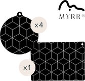 Myrr® Inductie beschermer set - 5 stuks - Inductie matjes rond en vierkant - Hittebestendig tot 240°C - Vaatwasbestendig - Kookplaat beschermer