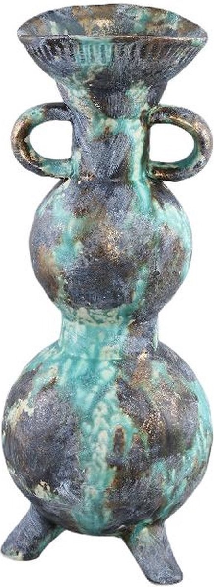 PTMD Ayaz Bloempot - H35 x Ø14 cm - Keramiek - Turqoise