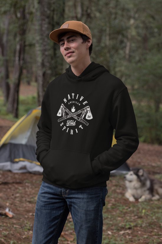 Rick & Rich Native American - Hoodie 3XL - Wild Spirit 1634 Hoodie - Hoodie heren met print - Native American Hoodie - Hoodie heren ronde hals - Wild SpiriHoodie