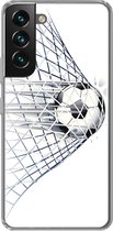 Geschikt voor Samsung Galaxy S22 hoesje - Een illustratie van een voetbal die het doel in gaat - Jongetjes - Meisjes - Kids - Siliconen Telefoonhoesje