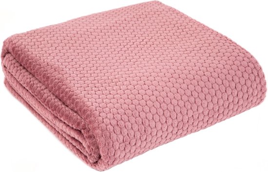Oneiro’s Luxe Plaid ZOE roze - 150 x 200 cm - wonen - interieur - slaapkamer - deken – cosy – fleece - sprei