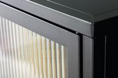 Industriële vitrine DURA STEEL 150cm schwarz metalen Riffelglas highboard - 41725