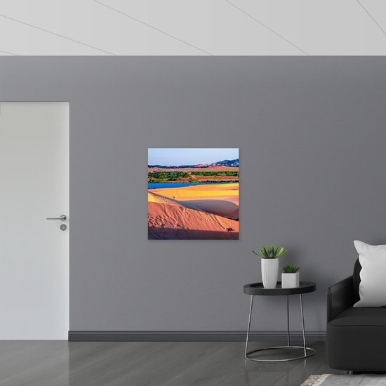 Muursticker - Geel en Roze Zand - 80x80 cm Foto op Muursticker