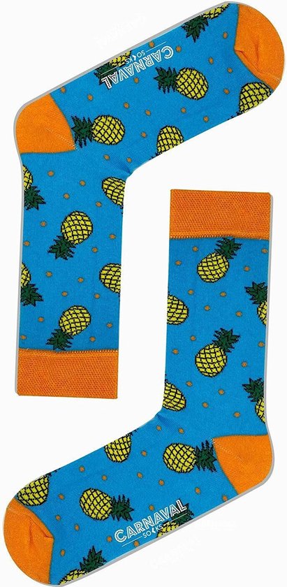 Sokken - Socks - Katoen - Kleurrijke Sokken - Unisex - Verjaardag Cadeau - Kerstcadeau - Maat 37-44 - Ananas