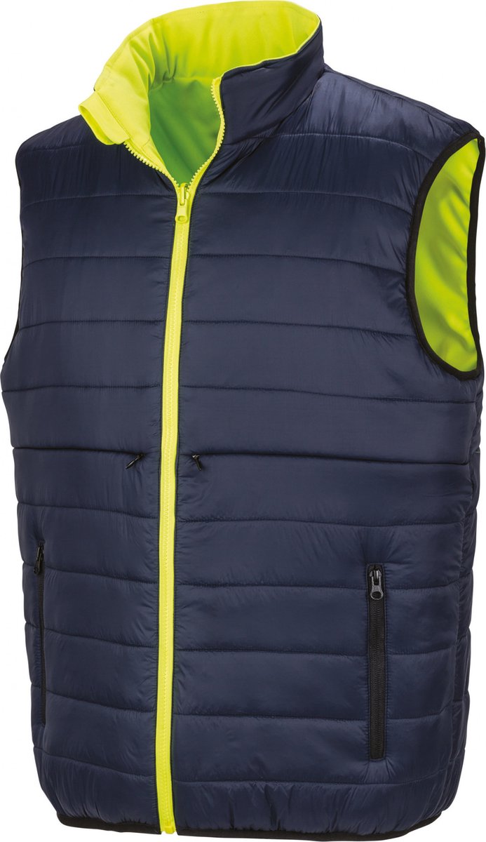 R332X - Reversible soft padded safety gilet Fluorescent Yellow / Navy Large