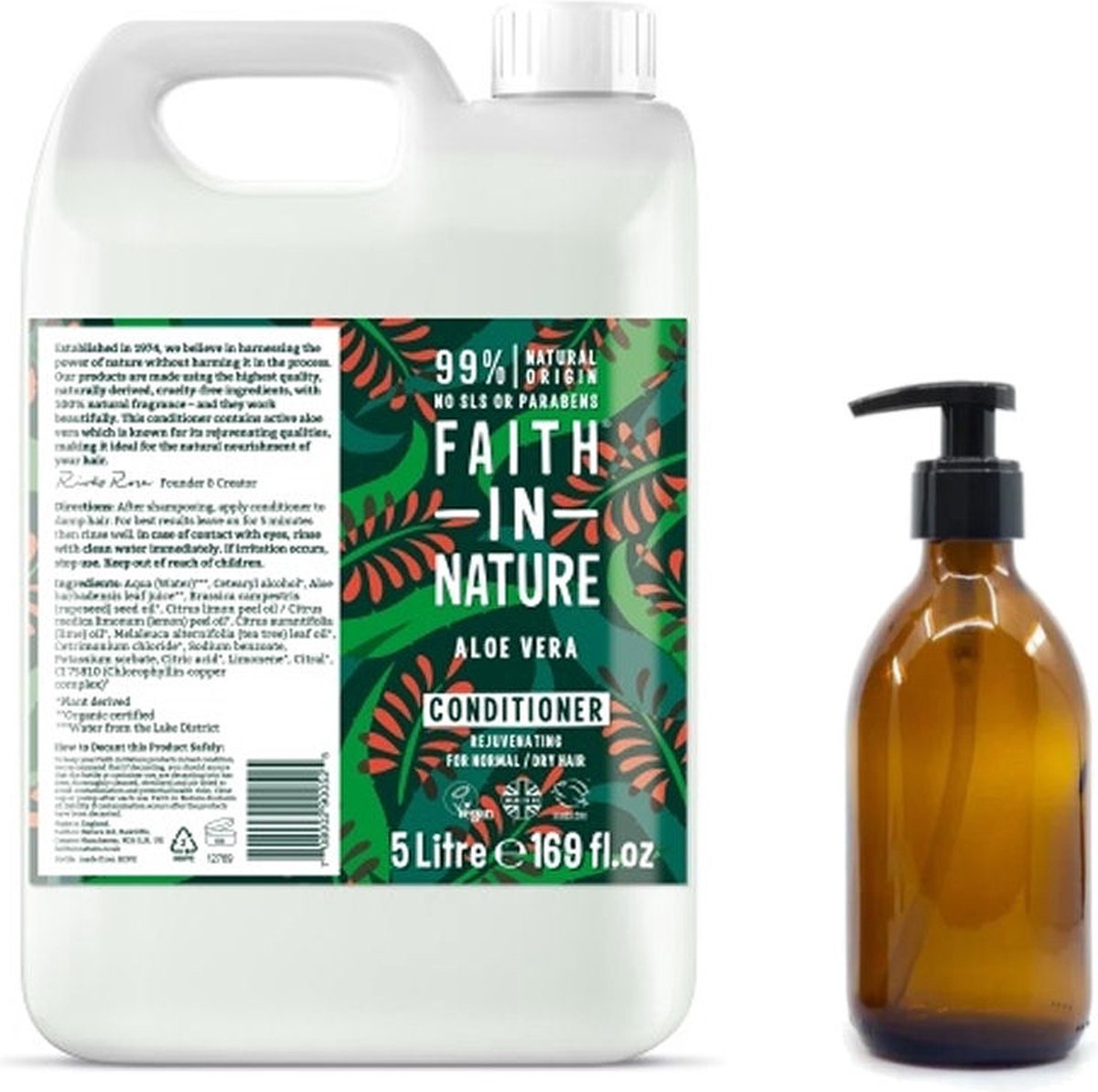 FAITH IN NATURE - Conditioner Aloe Vera Refill 5 Liter - nu met GRATIS glaze refill fles 500ml