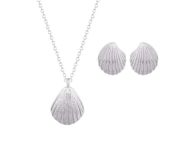 schelpen sieradenset - zilverkleurig - ketting - armband - dames - cadeau voor vrouw - Liefs Jade