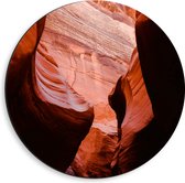 WallClassics - Dibond Muurcirkel - Antelope Canyon Ravijn - 40x40 cm Foto op Aluminium Muurcirkel (met ophangsysteem)