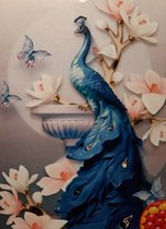 Denza - Diamond painting 40 x 50 cm paauw met vlinder volledige bedrukking ronde steentjes - Paauw - dieren - vlinder - direct leverbaar - nieuw - bloemen - landschap - siervogel - vogel