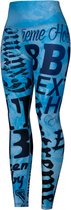 Extreme Hobby - Dames Sport Leggings - Letters Blue - Blauw - Maat L