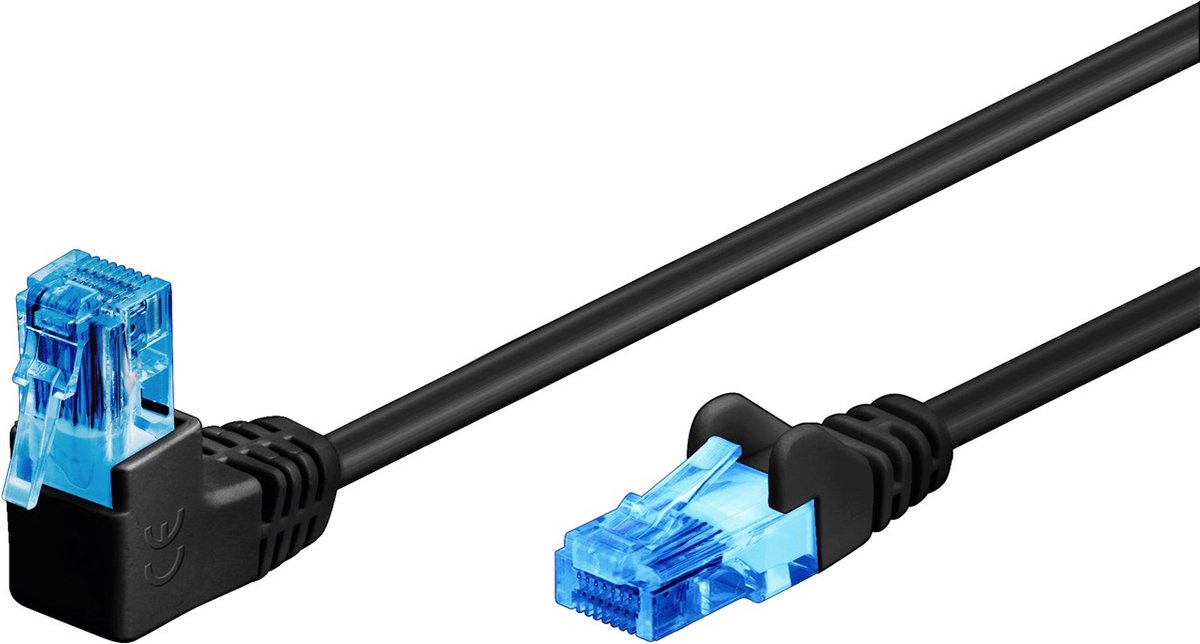UTP CAT6A 10 Gigabit Netwerkkabel - 1 kant haaks - CCA - 10 meter - Zwart