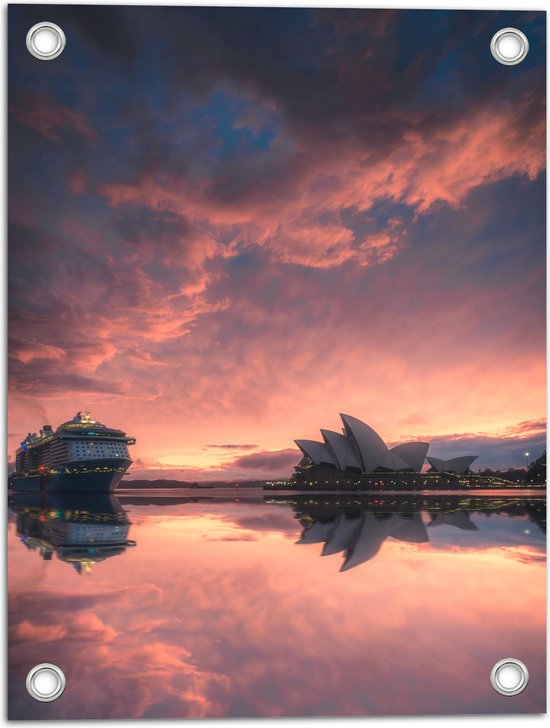 WallClassics - Tuinposter – Sydney Opera House met Zonsondergang - 30x40 cm Foto op Tuinposter  (wanddecoratie voor buiten en binnen)