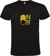 Zwart T-Shirt met “ On/Off Button OFF “ afbeelding Goud Size XXXXL