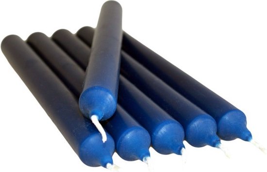 12x Donker Blauwe Tafelkaarsen - 21cm - Dinerkaarsen - 8 Branduren - Kandelaarkaarsen