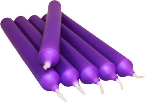 Bougies de table - Violet - 12 Pièces - 21cm - Bougies chandelles de table - 8 Heures de combustion