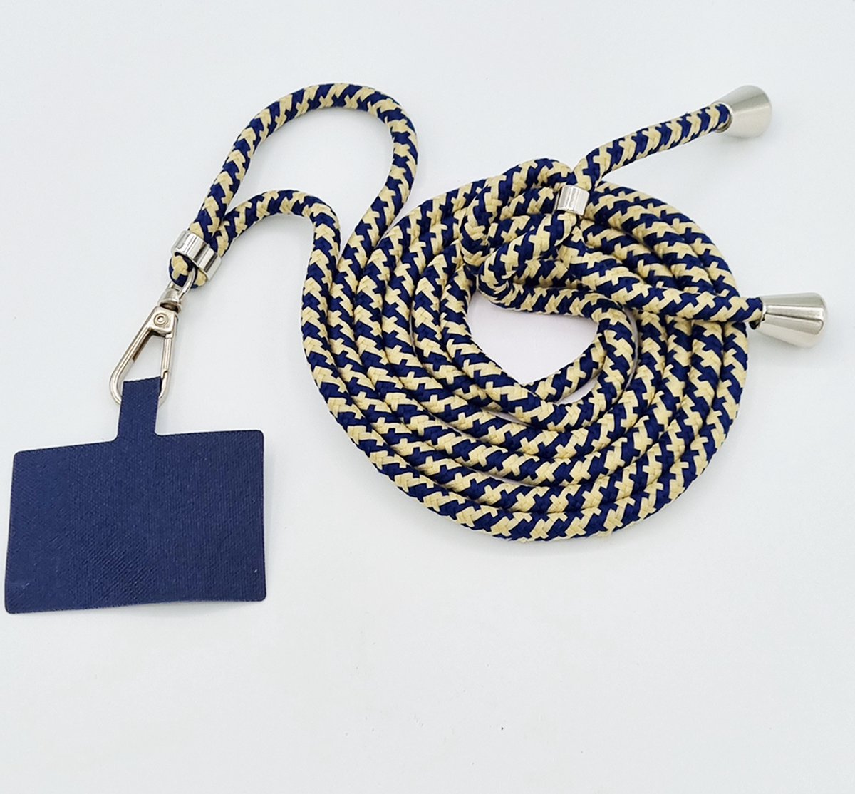 Universele verstelbare telefoonkoord - beige / blauw - 150 cm