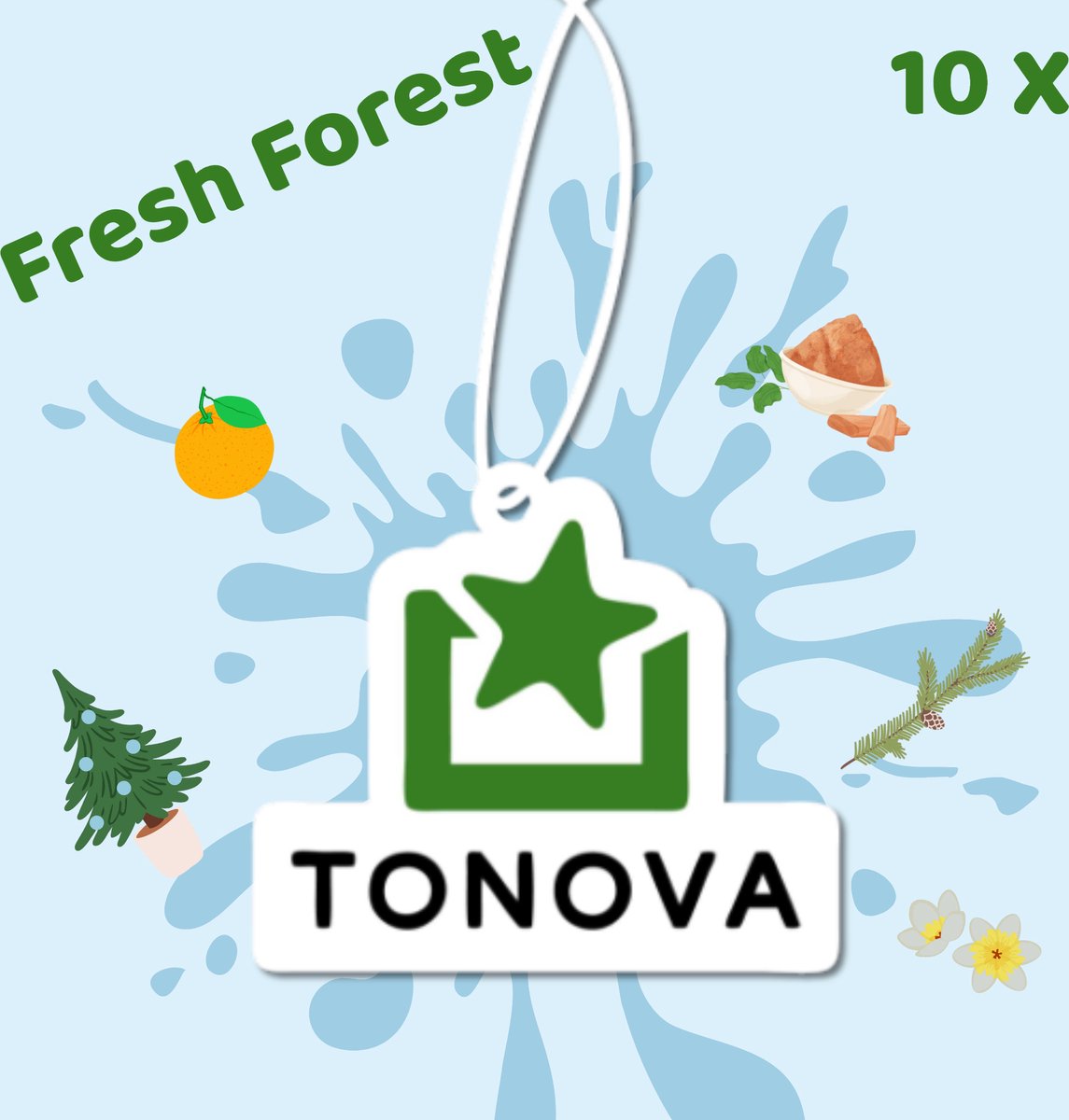 10 Pack Tonova Autoparfum - Geurboompje - Geurverstuiver - Luchtverfrisser - Fresh Forest