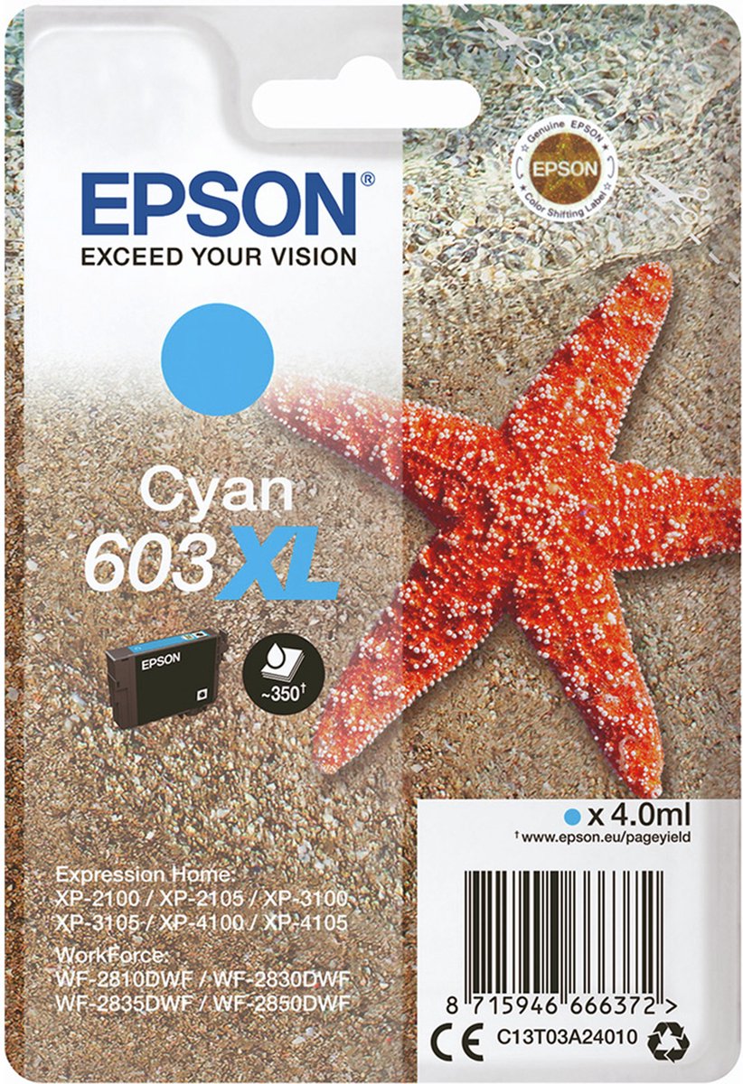Epson Singlepack Cyan 603XL Ink
