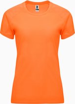 Fluorescent Oranje dames sportshirt korte mouwen Bahrain merk Roly maat XL
