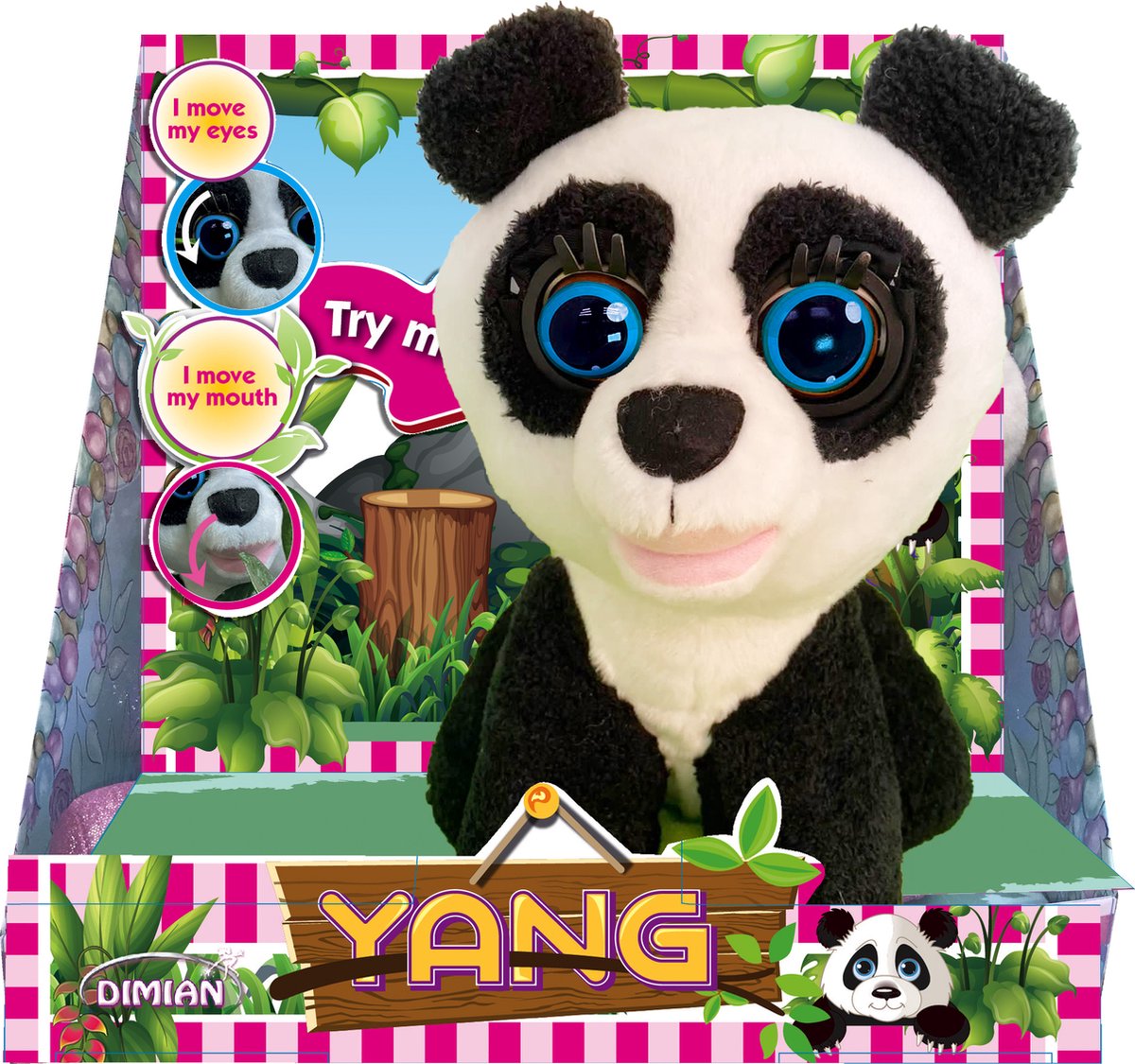 Pluche panda bewegende ogen en mond - vertelt 3 sprookjes in het Engels.