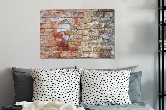 Canvas Schilderij Verf - Baksteen - Muren - 60x40 cm - Wanddecoratie