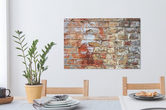 Canvas Schilderij Verf - Baksteen - Muren - 60x40 cm - Wanddecoratie
