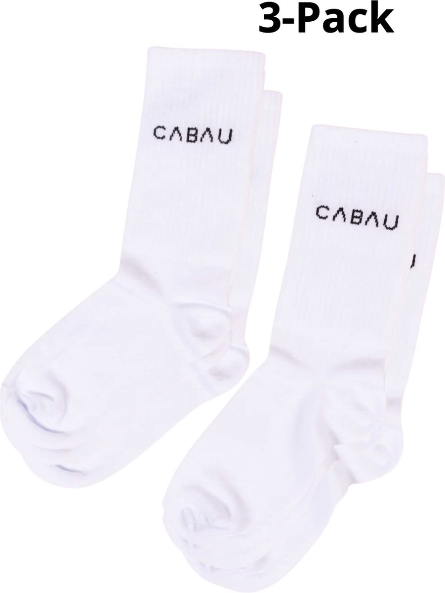 Cabau Sportsokken | One Size | 3-Pack | Witte damessokken | Tennissokken dames | 100% Comfort | Sportsokken wit | Hardloopsokken dames