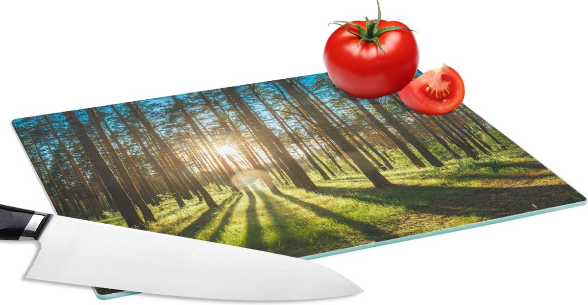 Glazen Snijplank - 28x20 - Zon - Bomen - Landschap - Gras - Snijplanken Glas