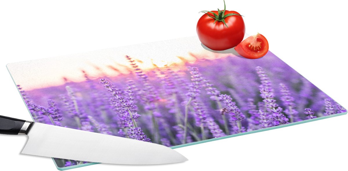 Glazen Snijplank - 39x28 - Lavendel - Close-up - Paars - Bloemen - Snijplanken Glas