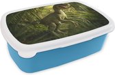 Lunchbox Blauw - Lunchbox - Breadbox - Dinosaurus - Plantes - Vert - Illustration - Enfants - Garçons - 18x12x6 cm - Enfants - Garçon