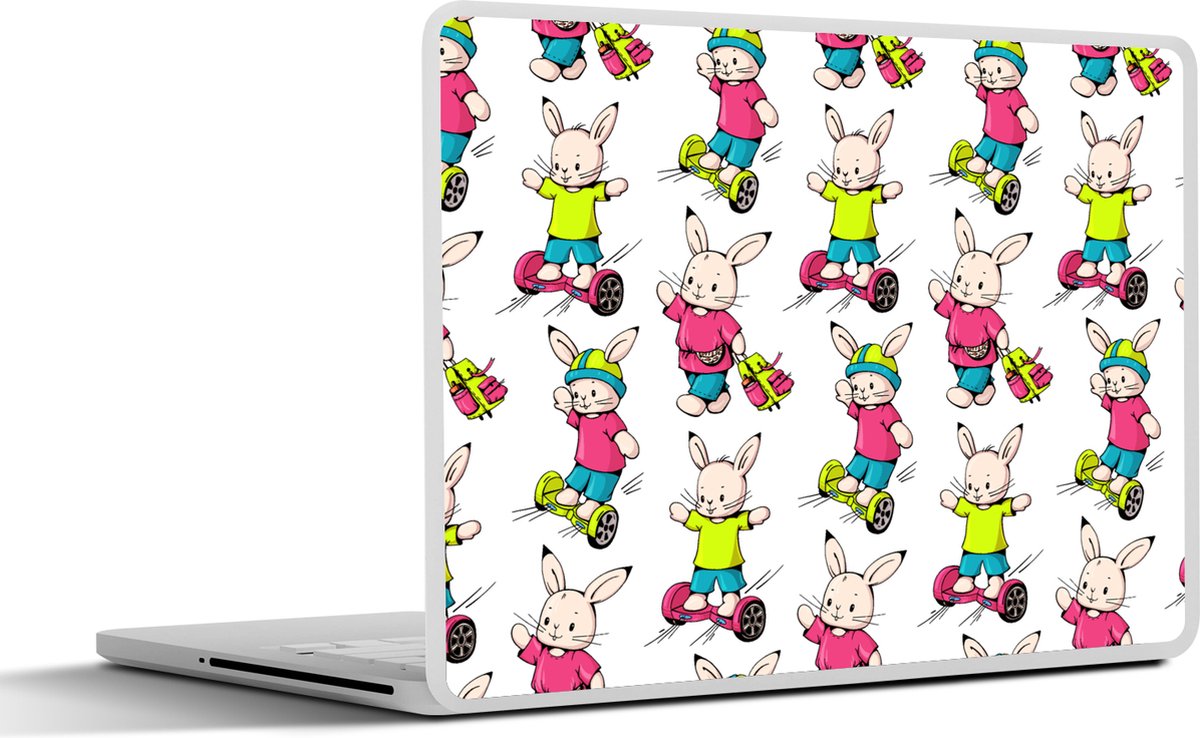 Laptop sticker - 10.1 inch - School - Konijnen - Dieren - Kinderen - Patronen - 25x18cm - Laptopstickers - Laptop skin - Cover