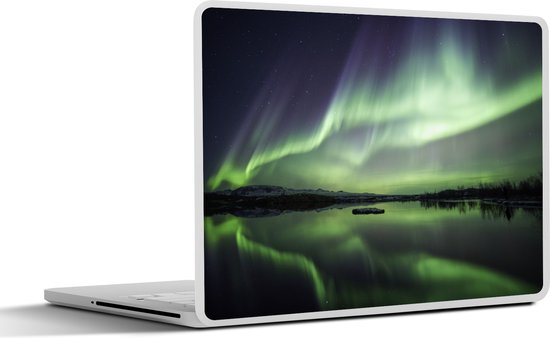 Laptop sticker - 11.6 inch - Noorderlicht - Meer - IJsland - Groen - Bos - Sneeuw - 30x21cm - Laptopstickers - Laptop skin - Cover