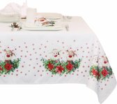Kerst tafelkleed/tafellaken -1x- wit met rendieren - polyester - 140 x 250 cm