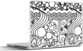 Laptop sticker - 15.6 inch - Patronen - Abstract - Line Art - Zwart Wit - 36x27,5cm - Laptopstickers - Laptop skin - Cover