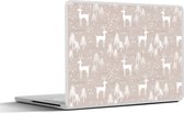 Laptop sticker - 11.6 inch - Patronen - Hert - Wit - Beige - 30x21cm - Laptopstickers - Laptop skin - Cover