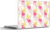 Laptop sticker - 15.6 inch - Hert - Roze - Patronen - 36x27,5cm - Laptopstickers - Laptop skin - Cover