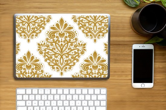Autocollant pour ordinateur portable - 14 pouces - Vintage - Fleurs - Or - Motifs - 32x5x23x5cm - Autocollants pour ordinateur portable - Peau pour ordinateur portable - Couverture