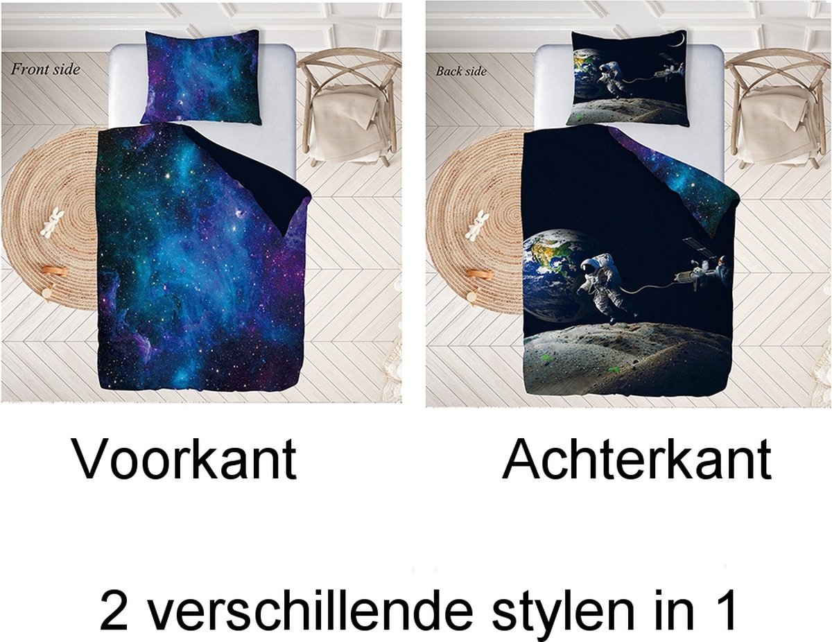 TULTOAP Bedding Galaxy 135 x 200 cm 3D Universe Star Planet Galaxy Duvet Cover Purple Blue Universe Theme Bedding Set for Adults Teens Kids (Galaxy B,220