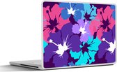 Laptop sticker - 15.6 inch - Tropisch - Bloemen - Hawaii - Patroon - 36x27,5cm - Laptopstickers - Laptop skin - Cover