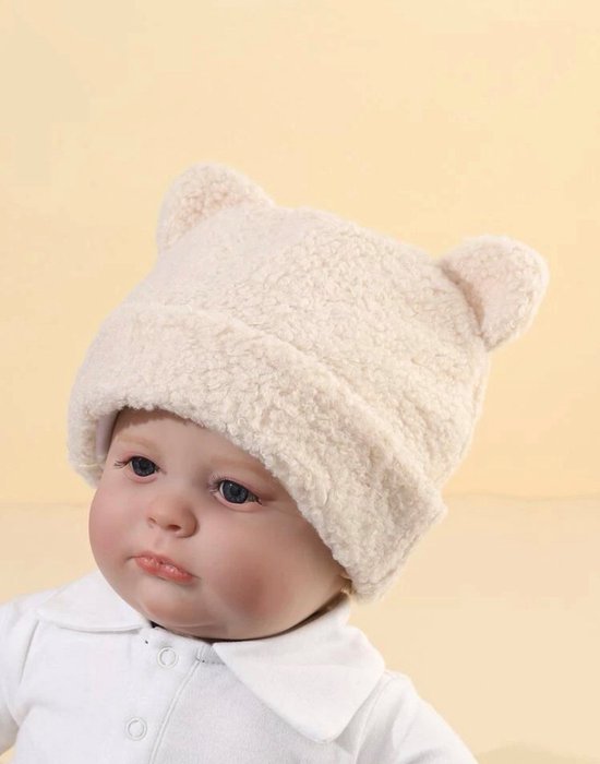 Bonnet d'hiver Teddy bébé - Crème - Bonnet d'hiver - extra épais - tissu teddy - froid - 6-18 mois - genre neutre